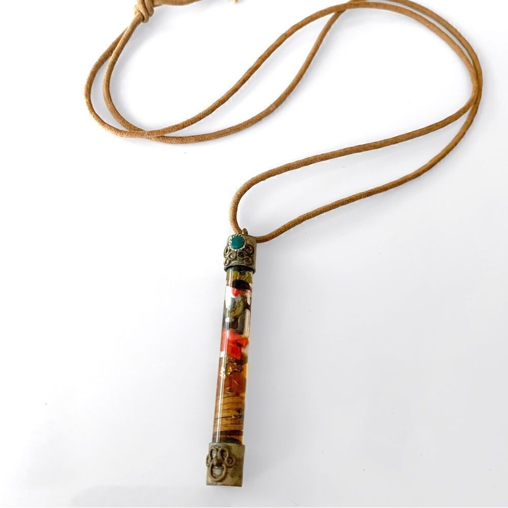 Vintage Glass Vial Pendant Necklace